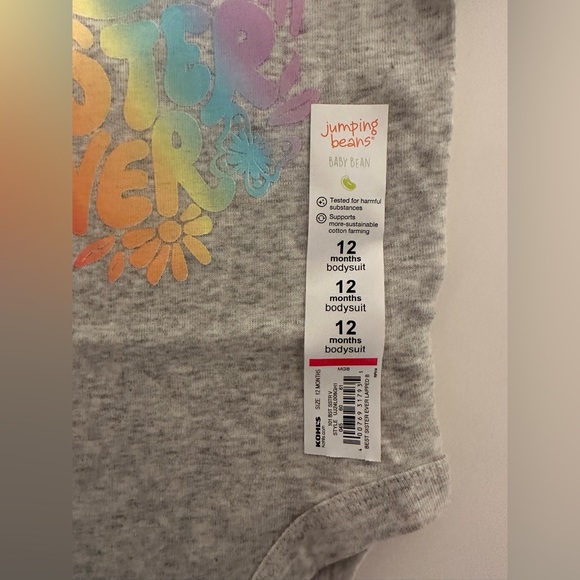 NWT Jumping Beans 12Months Best Sister Ever Rainbow Gray Onesie - Picture 3 of 5